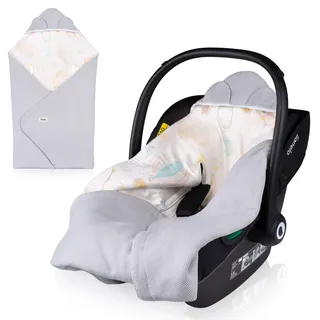 lionelo TRAVEL Swaddle Blanket Warmes Babytuch für Kindersitz, Tragetasche, Kinderwagen, Ganzjährig, Weiche Babydecke 90x90 cm, Klettverschluss, 100% Baumwolle