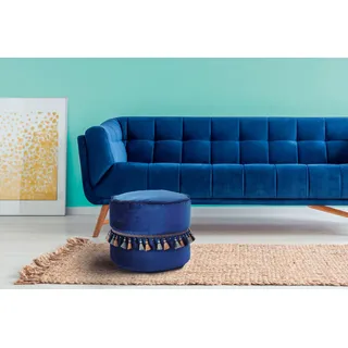 Kayoom Sitzhocker »Pouf Taj Mahal 225, samtweiche Oberfläche« 1 Stk. tlg. samtweich, verziert, Füllung aus flexiblen Styroporkugeln, blau