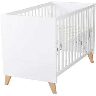 Roba 2-In-1 Baby- & Beistellbett Leon 60 x 120 , Weiß, Honigeiche , Holz , Rechteckig , eckig , 60x120 cm , Babymöbel & Kindermöbel, Babyzimmer, Babybetten, Gitterbetten