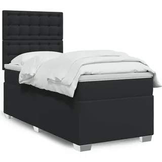 Langlebige Boxspringbett mit Matratze Schwarz Kunstleder Gästebett mit Lattenrost Möbel4723572 - Schwarz