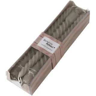 Boltze Stabkerze Twisto (6-tlg., hellgrau, 20 cm, aus Wachs, modernes Design, Stabkerze, Kerze, hellgraue Kerze, Deko) 2022298