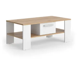 Vicco Couchtisch Wilmut, Goldkraft Eiche/Weiß 89.8 x 46.4 cm mit Schublade