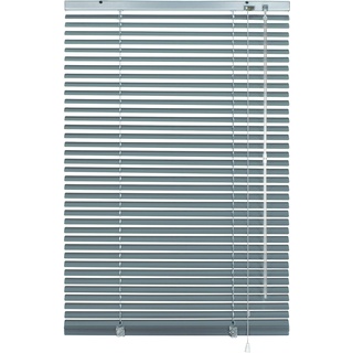 Deco Company Alu-Jalousie ohne Bohren, Zum Klemmen, Inkl. Klemmträgern, Sichtschutz, Lichtschutz, Blendschutz, Aluminium-Jalousie, Silber-Blau, 90 x 220 cm