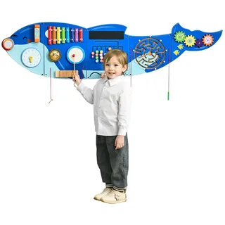 Vevor Orca Aktivitätswand, Busy Board Panels, 12 Spiele, Montessori Sensory Wall Spielzeug für Kinder von 3–12 Jahren, Lernaktivitätszentrum, ideal für Spielzimmer, Kindergarten, Klassenzimmer
