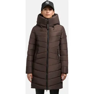 khujo Steppmantel "Pluz-YM", Damen, Gr. XXL (44), braun (dunkelbraun), Material: 100% Polyester, tailliert ca. Mitte Oberschenkel, hoch geschlossener Ausschnitt, eng Bündchen, Mäntel Steppmantel, Warmer gesteppter Damen Wintermantel mit Kapuze