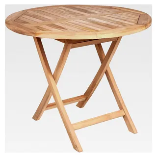 Runder Gartentisch aus massivem Teakholz 90 cm klappbar