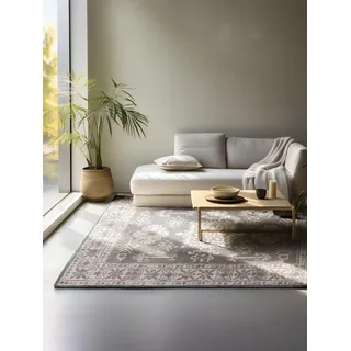 Hanse Home Design Orient Teppich – Orientalischer Wohnzimmerteppich – Klassisch Orientalisch dicht gewebt mit Bordüre Weicher Kurzflor für Schlafzimmer, Esszimmer, Wohnzimmer – Grau Braun, 80x120cm