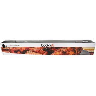 cozze Cook>it® Universal Grillspieß für 3-/4-Brenner Gasgrills – Edelstahlspieß, 820 mm Länge, inkl. 230 V Motor – Perfekt für knuspriges Hähnchen, Entenbraten und saftige Schweinebraten