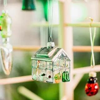 Sass & Belle Mini-Gewächshauskugel, Grün, Glas, Bauernhaus, Handbemalt, Bauble, Dekoration, Weihnachten, Zuhause