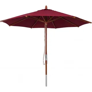 MCW Gastronomie Holz-Sonnenschirm C57b Rund Seilzug Stoßsicher Bordeaux