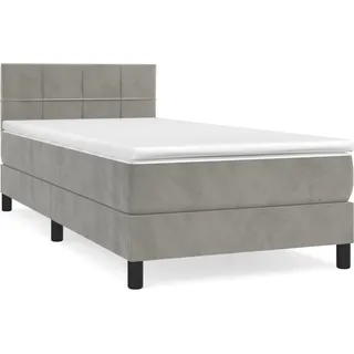 vidaXL Boxspringbett mit Matratze Hellgrau 90x200 cm Samt - Grau