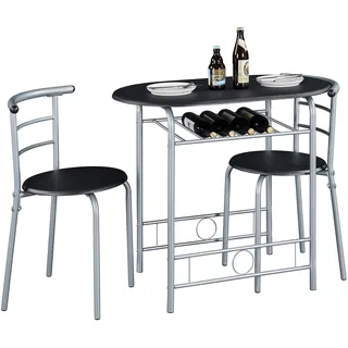 Yaheetech 3-teilig Balkonmöbel, Gartenmöbel, Balkonset aus Holz, Gartenset mit 1 Tisch und 2 Stühlen, Balkontisch, 90 x 53 x 73,5 cm Schwarz