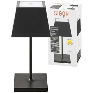 Nuindie mini Akku Tischleuchte Außentischleuchte IP54 schwarz eckig Sigor Tisc