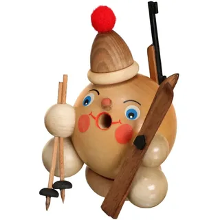 Räucherfigur Räucherschneeball Biathlet Natur BxHxT ca 7 x 9 x 7cm NEU Seiffen