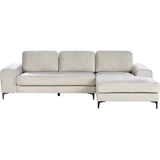 Beliani Ecksofa Hellbeige Samt Gesteppt L-Förmig mit Chaiselongue Linksseitig Schwarze Hohe Metallbeine Freistehend Modern Wohnzimmer - Beige/Schwarz