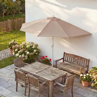 Sonnenschirm halbrund Parla, Halbschirm Balkonschirm, UV 50+ Polyester/Alu 3kg - 270cm creme ohne Ständer - Beige