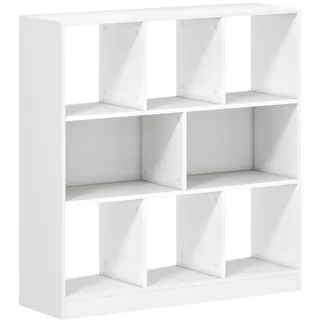 Homcom Bücherregal 3-stöckige Bücherregal Büroregal Home-Office Spanplatte Weiß , Holzwerkstoff , Nachbildung , 30x100x97.5 cm , Wohnzimmer, Regale, Bücherregale