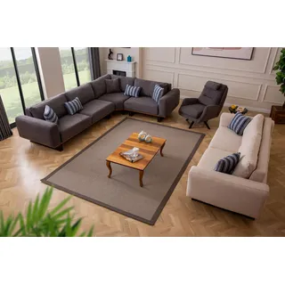 Designer Wohnzimmer Set Wohnlandschaft Ecksofa L-Form 3 Sofa Sessel 3tlg