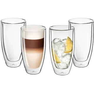 Gerlach 1760 Doppelwandige Gläser 4er Set Thermogläser 350 ml Kaffeegläser Teegläser Latte Macchiato Gläser Flow