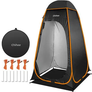 Chihee Wurfzelte Unterschlupf im Freien Pop-up Camping-Badezimmer-Zelt Umkleidezelt 1-Raum-Sofort-Camp-Toilette Stall-Dusch-Zelt Umkleidekabine Zusammenklappbar mit Abdeckung Boden (Schwarz)