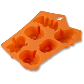 Zenker Mini-Kürbis Schokoform-Eiswürfelform – 6er Halloween Backform aus Silikon, orange, spülmaschinengeeignet – Optimal für kreative Leckereien
