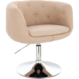 Svita Panama Retro Loungestuhl Cocktailsessel Tellerfuß Metall Stoffbezug Beige