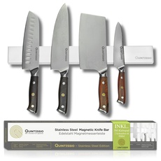 QUINTESSIO - Magnetleiste Messer selbstklebend Edelstahl - Messer Magnetleiste zum Kleben oder Bohren - Messerhalter magnetisch 40 cm - Messerleiste für alle Haushalte - Magnetleiste weiß