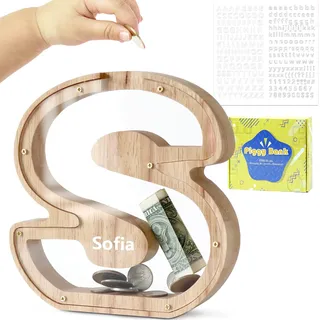 DBPBToU Spardose Kinder Holz Buchstaben Spardose (S)
