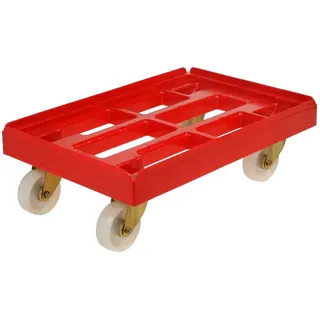 KEEEPER Transportroller für Transportboxen- und Körbe, Tragkraft bis 300 kg, 61 x 41 x 19 cm, Rolf, Rot