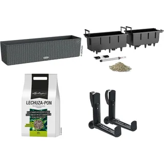 Lechuza® Balkonkasten Balconera 79 cm x 19 cm x 19 cm Granit Starter-Set