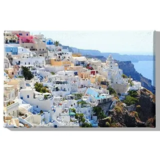 Homemania Bild Stadt und Landschaft – für Wohnzimmer, Schlafzimmer – Mehrfarbig Polyester Holz 45 x 3 x 70 cm – HM20KNV45x70-123