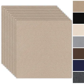 Teppichfliesen 50x50cm Teppichfliesen Selbstklebend - 10 Stück Set - 2.5m2 - Teppichboden, Teppich Fliesen mit Rückendeckung, Strapazierfähiger Teppich Bodenbelag für Wohnung, Büro, Gewerbe, Hellbraun