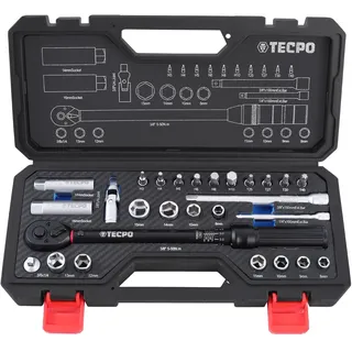 TECPO Drehmomentschlüssel 3/8 Zoll 5-50 Nm 27-tlg.