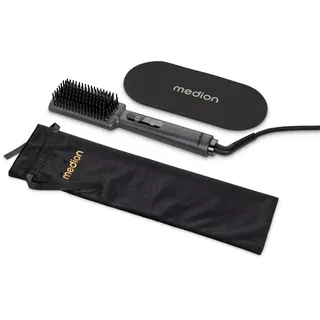 Medion (Glätteisen & Haarbürste, Haarglätter mit Ionen-Technologie, 5 regelbare Hitzestufen, 165°-210°. Ideal kombinierbar mit unserem Haartrockner) grau