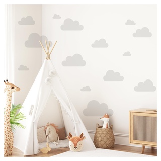 DEKO KINDERZIMMER Wandsticker Wolken Set in hellgrau Wandtattoo Babyzimmer Wandaufkleber Schlafzimmer selbstklebend DK1055-03