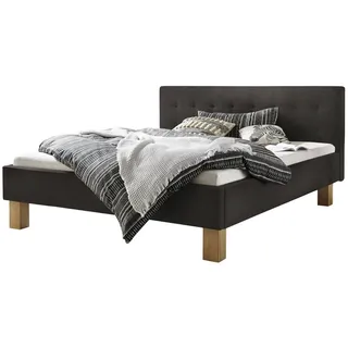 Hasena Noemi Eiche bright, | Kunstleder shale, 140x200 - Schwarz