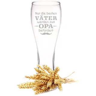 GRAVURZEILE Leonardo Weizenglas mit Gravur - Nur die besten Väter werden zum Opa befördert - Geschenke für Papa zum Vatertag - für Bierkenner - Geschenkidee für Männer zum Geburtstag - 500 ml