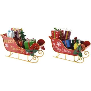 Weihnachts-Deko Schlitten 20 LED Warmweiß 27 x 10 x 20 cm Rot 2-fach Sortiert