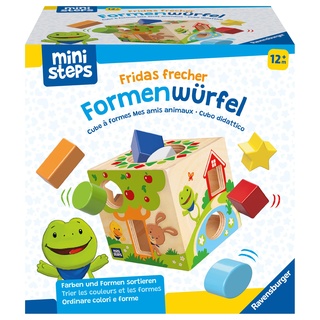 Ravensburger Fridas frecher Formen-Würfel, Klassisches Formensortierspiel aus Holz, Baby-Spielzeug ab 1 Jahr