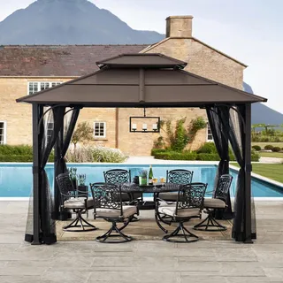 Sunjoy Pavillon 3,07 x 3,66 m Schwarz/Braun