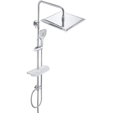 JOHO Edelstahl Duschsystem ohne Armatur Chrom Regendusche Duschset mit Duschgarnitur Ablage(Kopfbrause 30x30cm)