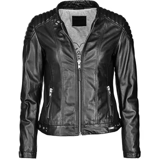 Lederjacke MUSTANG "Lederjacke 31020257", Damen, Gr. XS, schwarz, Obermaterial: 100% Lammleder LEL. Futter: 100% Baumwolle CO., Jacken Lederjacke