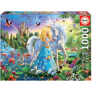 Educa - Puzzle 1000 Teile für Erwachsene | Prinzessin und Einhorn, 1000 Teile Puzzle für Erwachsene und Kinder ab 14 Jahren, Fantasy, Märchen (17654)