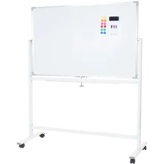 Whiteboard HWC-C85, Magnettafel Memoboard Pinnwand, mobil rollbar inkl. Zubehör ~ 120x90cm