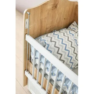 Babybett Holz Weiße Gitterstäbe Stilvolle Schubladen Stauraum Modernes Design - Weiß