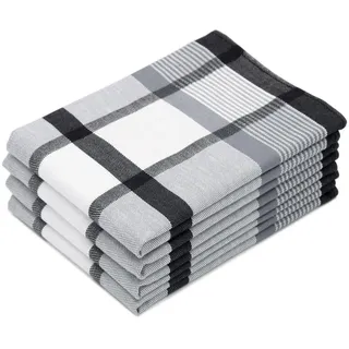 ZOLLNER 4er Set Geschirrtücher Baumwolle in 50x70 cm - saugstarke und robuste Küchentücher - waschbar bis 60°C – in schwarz kariert - Gastronomiequalität - Oeko Tex® Zertifiziert