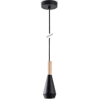 Paco Home Pendelleuchte »MORA«, Leuchtmittel GU10   ohne Leuchtmittel, Wohnzimmer Esszimmer Klein Modern Holz Metall GU10 Trichterform, schwarz