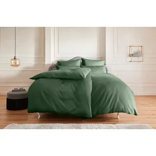 OTTO home Bettwäsche »Mila in 135x200, 155x220 oder 200x200 cm« 2 tlg. Mako-Satin, Bettwäsche aus Baumwolle, unifarbene Bettwäsche, grün