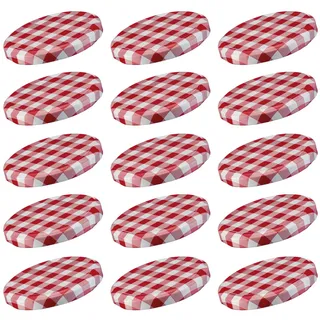 Westmark 15 Schraub-/Twist-Off-Deckel für Einmachgläser, rund, ø 63 mm, Weißblech, Rot-Weiß, Karriert, 409722E3