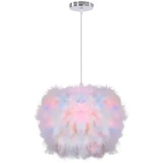 iDEGU Moderne Pendelleuchte, Ø 30 cm Hängelampe aus Federn Kugel Lampenschirm E27 Deckenleuchte Kronleuchter für Schlafzimmer, Wohnzimmer (Mehrfarbig)